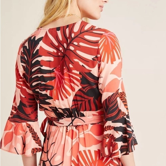 Farm Rio For Anthropologie Bruxelles Mini Dress XS Tropical Vacation Resortwear - Picture 14 of 16